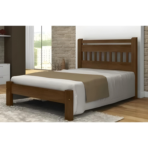 Cama Queen Size Antares de Madeira Maciça Angelim Pedra/tauari Imbuia