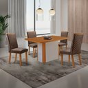 Ver imagem 1 de Mesa de Jantar Isadora 120cm Tampo MDF Vidro Canto Copo com 4 Cadeiras Aline
