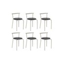 Ver imagem 1 de Banqueta Sala de Jantar 105 Kit 6 Uni Prata/courano Preto - Carraro