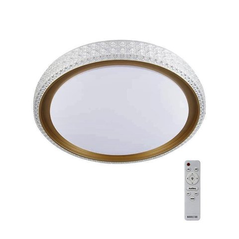 Plafon Led Kenle Dourado 50cm 3 Tons Com Controle Remoto Nordecor