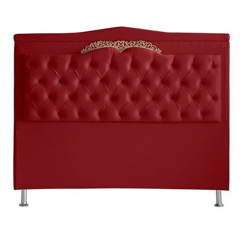 Cabeceira de Cama Box Madri Casal 140 Cm Suede Vermelho Ec Móveis