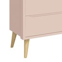 Ver imagem 3 de Cômoda Infantil Theo 6 Gavetas Rosa Fosco com Pés Madeira Natural Reller Móveis Rosa Fosco