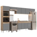 Ver imagem 1 de Armário de Cozinha Modulada 5 Peças CP15 com Pia Inox Castanho/Cinza - Lumil Lumil Móveis