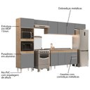 Ver imagem 3 de Armário de Cozinha Modulada 5 Peças CP15 com Pia Inox Castanho/Cinza - Lumil Lumil Móveis