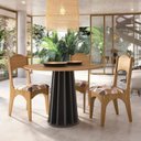 Ver imagem 4 de Conjunto para Sala de Jantar Mesa com 4 Cadeiras Marrom/Freijó/Preto Fosco