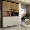 Ver imagem 1 de Cozinha Compacta Luce 6 Portas 1 Gaveta 100% Mdf Amêndoa/off White - Panorama Móveis