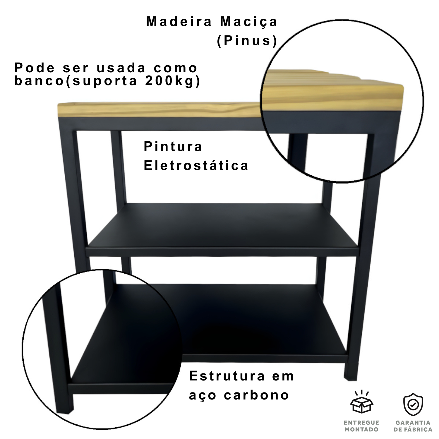 Sapateira Banco Strassis Design Sd-5003-50 Preto - 8