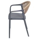 Ver imagem 4 de Cadeira com Braço Área Externa Juna Or Design Polipropileno Cinza Encosto Corda Ratan Sintético