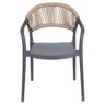 Cadeira com Braço Área Externa Juna Or Design Polipropileno Cinza Encosto Corda Ratan Sintético - 3