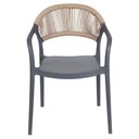 Ver imagem 2 de Cadeira com Braço Área Externa Juna Or Design Polipropileno Cinza Encosto Corda Ratan Sintético