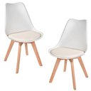 Ver imagem 1 de Kit C/2 Cadeiras Leda - Charles Eames Saarienen Wood com Almofada Branca