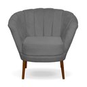 Ver imagem 1 de Poltrona Cadeira Pétala Flor Decorativa Suede Cinza Escuro