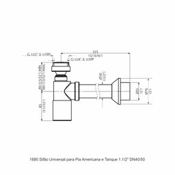Sifão Pia Americana/tanque 1.1/4 1.1/2 X Dn40-50 30cm Perflex Complementos - 2