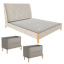 Ver imagem 2 de Cama com Cabeceira Queen sob Medida e 2 Mesas 100% Mdf Cor:veludo Creme com Grigio