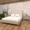 Ver imagem 1 de Cama com Cabeceira Queen sob Medida e 2 Mesas 100% Mdf Cor:veludo Creme com Grigio