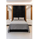 Ver imagem 2 de Cabeceira 2,40x1,60 Dominó com Placas Estofadas Autocolantes:suede Preto