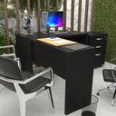 Ver imagem 3 de Conjunto Escritório Escrivaninha em L e Gaveteiro Netmobil	- Preto