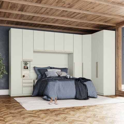 Quarto Modulado Seletto 10 Portas 3 Gavetas MDP Areia Móveis Henn