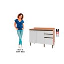 Ver imagem 4 de Gabinete P/pia Cozinha Balcão Thela Macadâmia 2 Portas 3 Gavetas C/tampo 120cm Freijo/branco -
