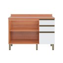 Ver imagem 5 de Gabinete P/pia Cozinha Balcão Thela Macadâmia 2 Portas 3 Gavetas C/tampo 120cm Freijo/branco -