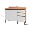 Ver imagem 3 de Gabinete P/pia Cozinha Balcão Thela Macadâmia 2 Portas 3 Gavetas C/tampo 120cm Freijo/branco -