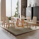 Ver imagem 1 de Conjunto Sala de Jantar Mesa Florença Madeira Maciça 180x90cm Tampo Retângular Vidro Off White com 6
