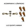Lustre Sputnik Candelabro com 5 Lampadas E27 Dourado Bivolt - 5