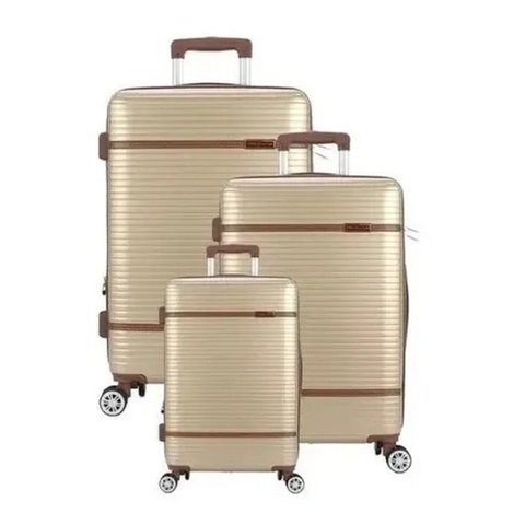 Conjunto com 3 Malas para Viagem Polo King Luxcell - Cor Champanhe