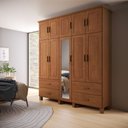 Ver imagem 1 de Guarda Roupa Casal Maleiro Madeira com Espelho 1145c Bronze 10 Portas e 4 Gavetas Castanho Finestra