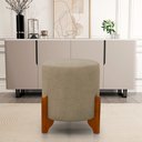 Ver imagem 1 de Puff Redondo Linho com Pés em Madeira Maciça Decorativo Sala Quarto - Linho Bege