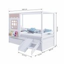Ver imagem 4 de Cama Casinha Reta com 02 Gavetas e Escorregador Madeira Maciça Branco/ Rosa Housin