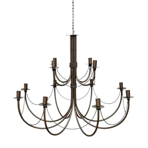 lustre luminária em ferro teto 12 bocais 2 andares salão pé direito festas sala de jantar decoração 