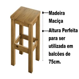 Kit 2 Banquetas Baixa Nemargi Madeira Maciça Cor Nogueira - 5