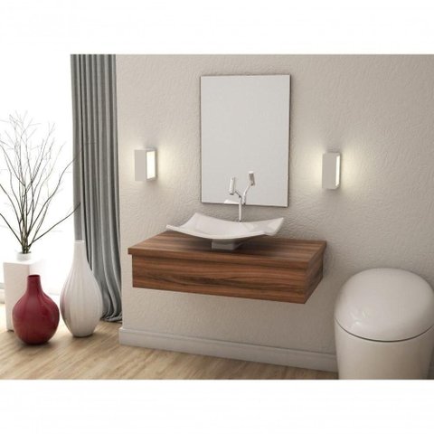 Conjunto Bancada C-cuba F44 e Espelheira Metrópole 801 Carvalho Dark Nogal