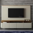 Ver imagem 1 de Rack com Painel para Sala Bend Louro e Luna com Preto 220cm MDF 4 Portas Casa Lar Shop