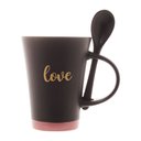 Ver imagem 2 de Caneca de Cerâmica Love C/Colher Preto Matt Rosa 310ml Bon Gourmet