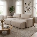Ver imagem 1 de Sofá Cama 3 Lugares 2,30m Modelo Belissimo Design Orgânico Bege