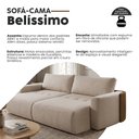 Ver imagem 2 de Sofá Cama 3 Lugares 2,30m Modelo Belissimo Design Orgânico Bege