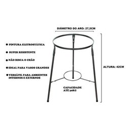 Suporte Tripé Ferro para Vasos de Planta Chão 27,5x42cm Alto - 3
