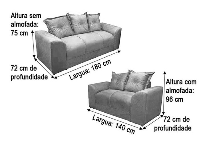 Sofá 2 e 3 Lugares Azul 910 Porto - 6