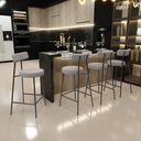Ver imagem 2 de Kit 03 Banquetas Baixa para Cozinha Sala de Jantar Bar Bancada Milão L02 Bouclê Creme - lyam decor L