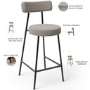 Ver imagem 4 de Kit 03 Banquetas Baixa para Cozinha Sala de Jantar Bar Bancada Milão L02 Bouclê Creme - lyam decor L