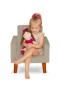 Ver imagem 1 de Mini Poltrona Cadeira Infantil Nina de Criança Suede Bege Pés Palito