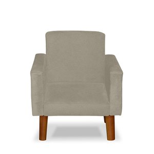 Mini Poltrona Cadeira Infantil Nina de Criança Suede Bege Pés Palito
