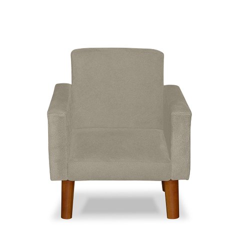 Mini Poltrona Cadeira Infantil Nina de Criança Suede Bege Pés Palito