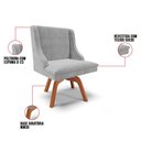 Ver imagem 3 de Kit 2 Cadeiras Estofadas Base Giratória de Madeira Lia Suede Cinza - Ibiza