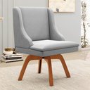 Ver imagem 2 de Kit 2 Cadeiras Estofadas Base Giratória de Madeira Lia Suede Cinza - Ibiza