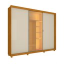 Ver imagem 1 de Guarda Roupa 3 Portas 1 Reflecta Correr com Pés e Led Matt Cor:off White/madeira