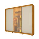 Ver imagem 3 de Guarda Roupa 3 Portas 1 Reflecta Correr com Pés e Led Matt Cor:off White/madeira
