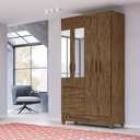 Ver imagem 2 de Guarda Roupa 4 Portas com Espelho Madri Castanho Wood 852331 Moval